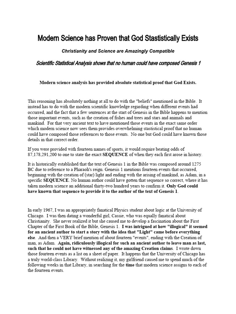 Modern Science Has Proven That God Exist | PDF | Bible | Genesis ...