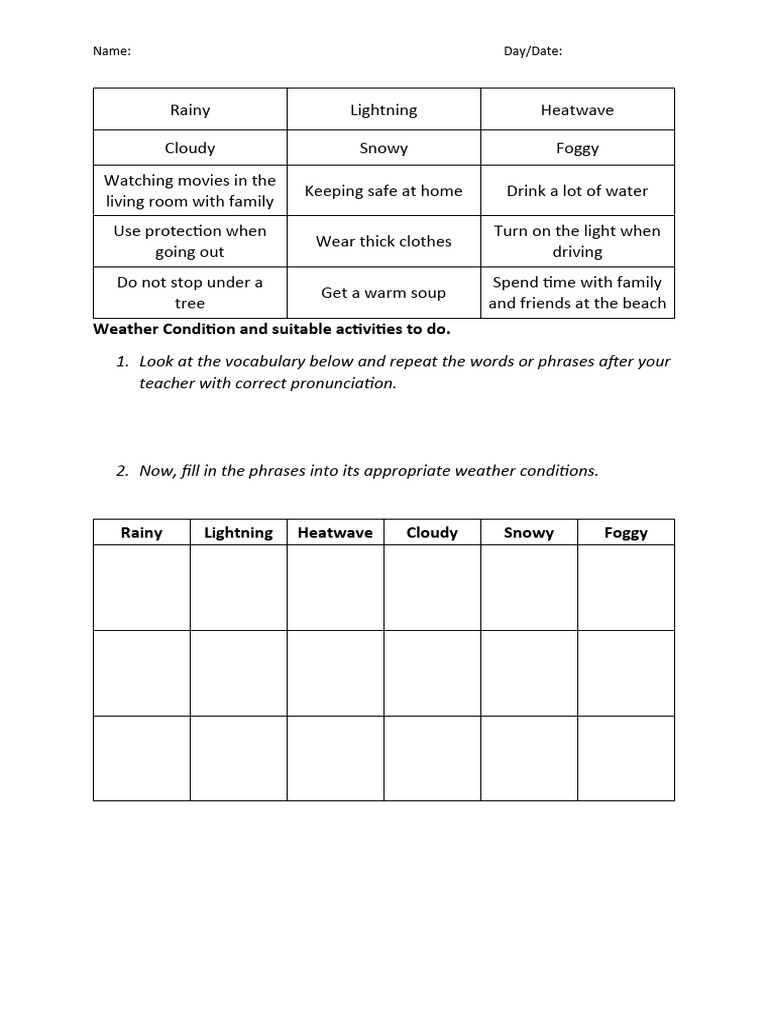Weather Activities Guide | PDF