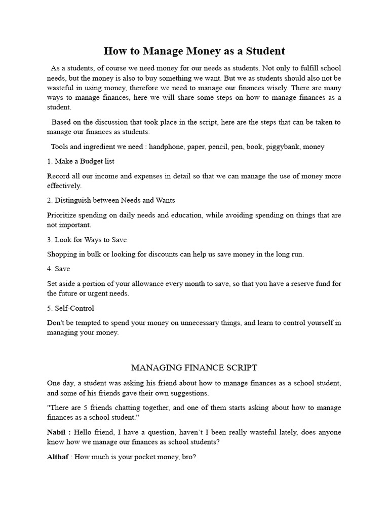Student Money Management Tips | PDF | Economies