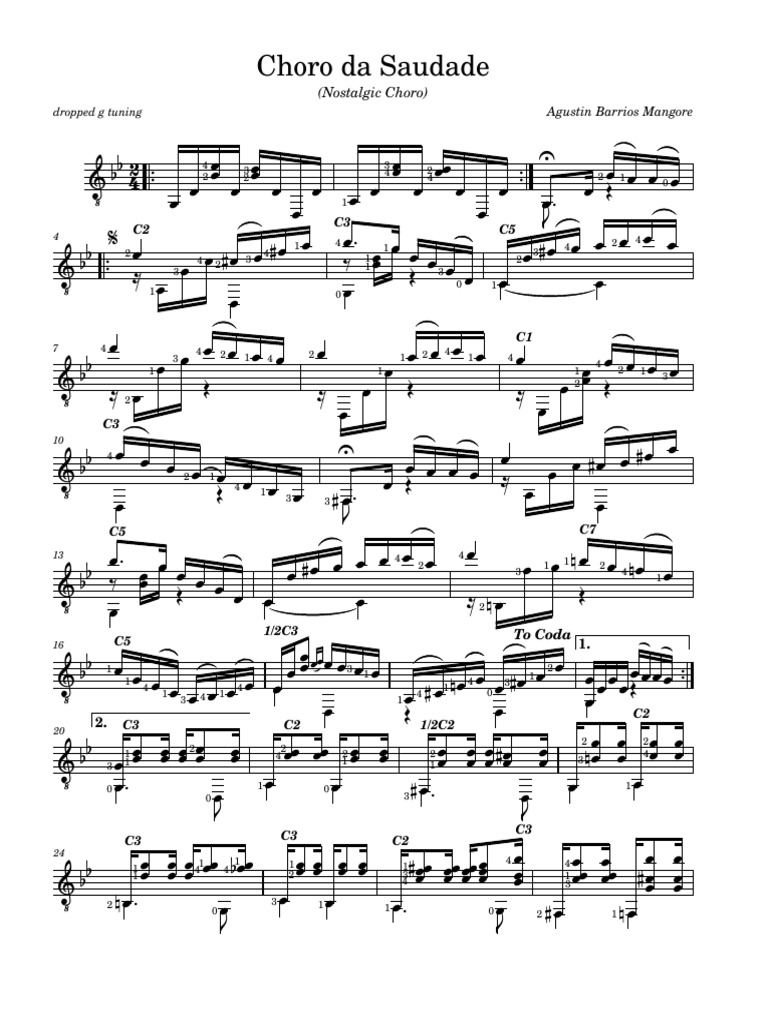 CHORO DE SAUDADE - MANGORE - AGUSTIN BARRIOS | PDF