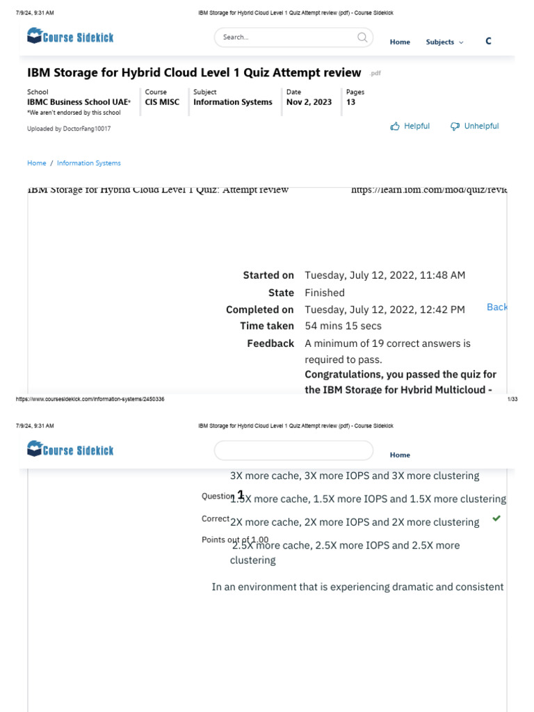 IBM Hybrid Cloud Storage Quiz Review | PDF | Cloud Computing | Computer ...