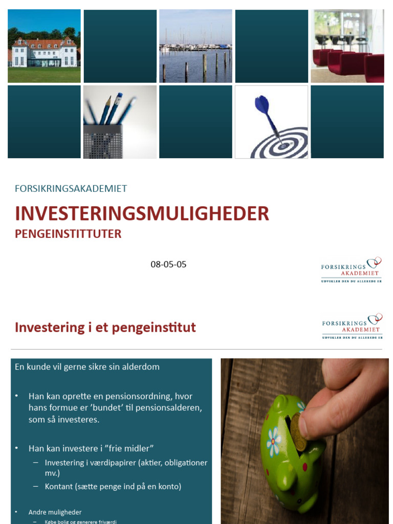 Investeringsmuligheder - Pengeinstitutter | PDF