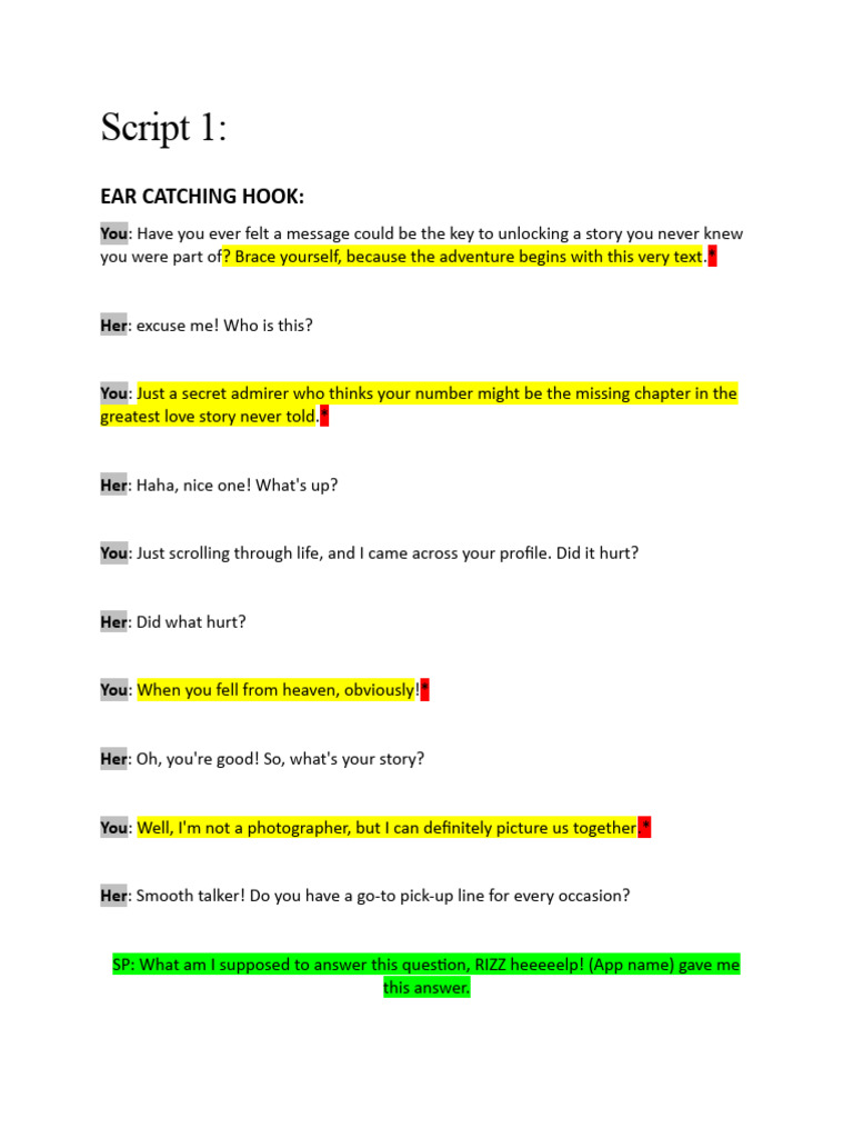 Creative Texting Script for Flirting | PDF