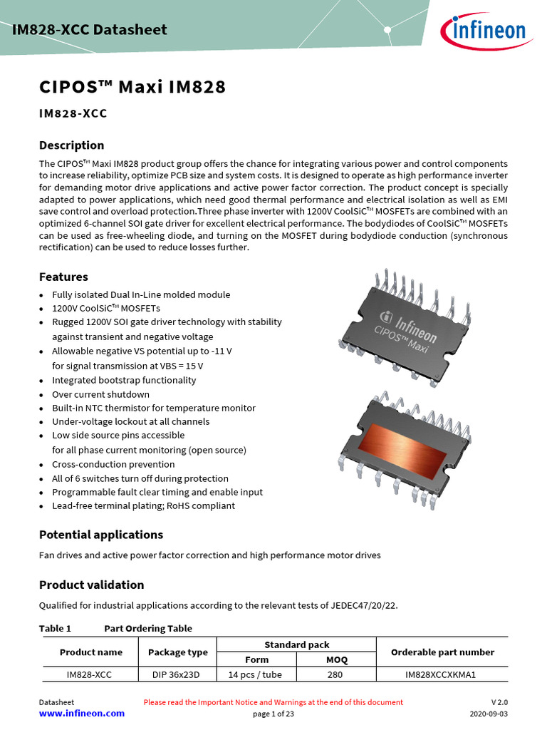 CIPOS™ Maxi IM828 | PDF | Mosfet | Field Effect Transistor