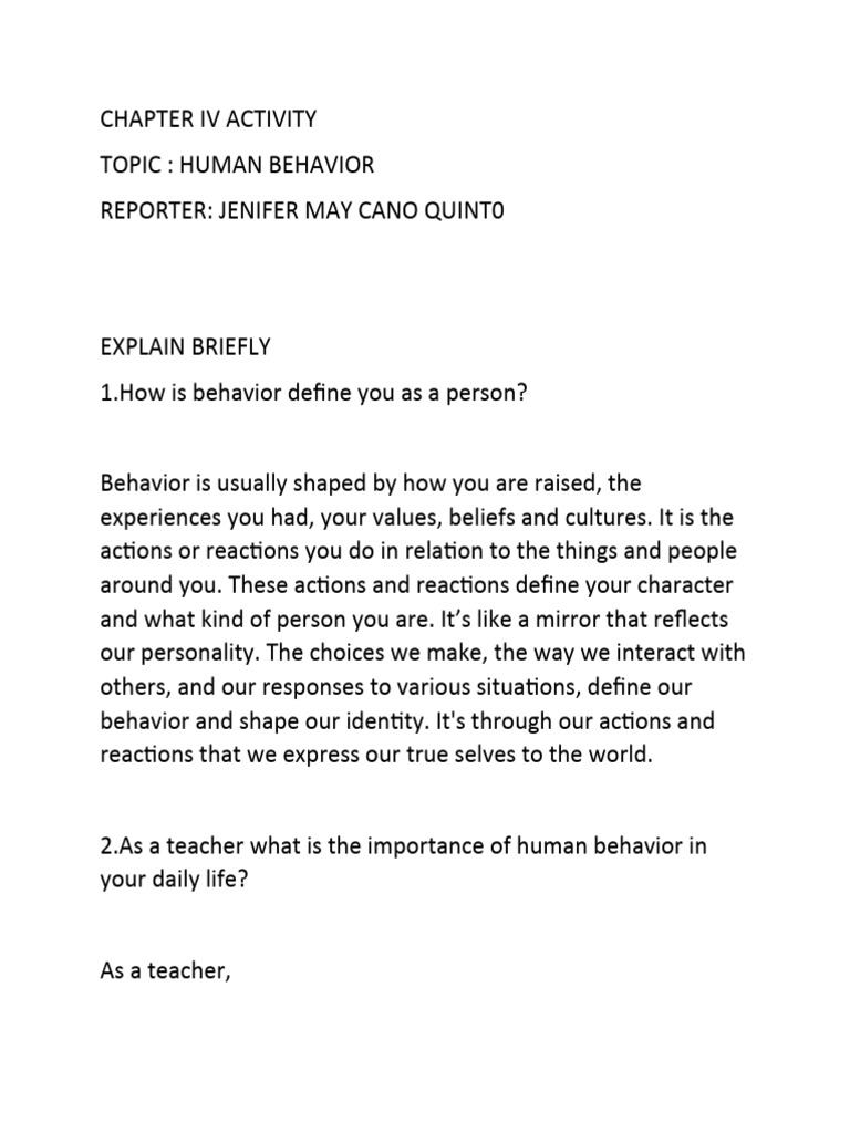 Chapter IV Activity | PDF