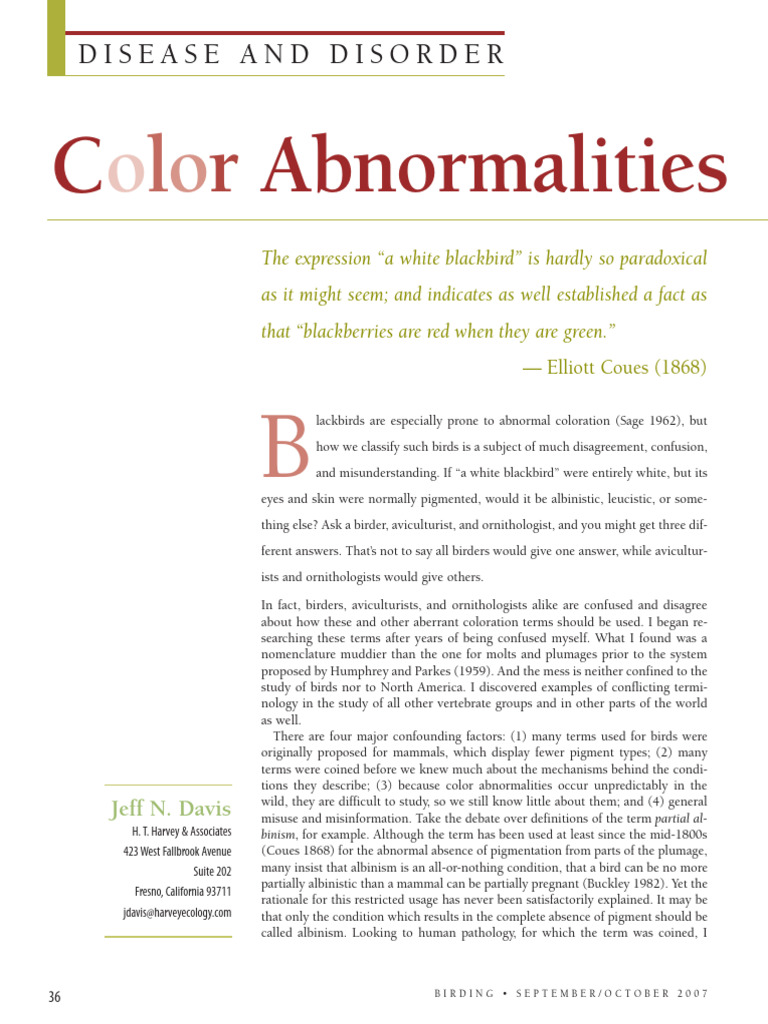 Understanding Bird Color Abnormalities | PDF | Birds
