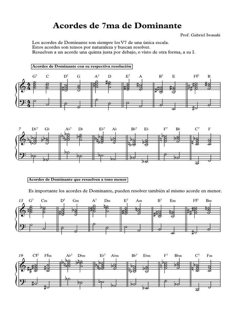 Acordes De 7ma De Dominante Partitura Completa 1 Pdf Tecnicas