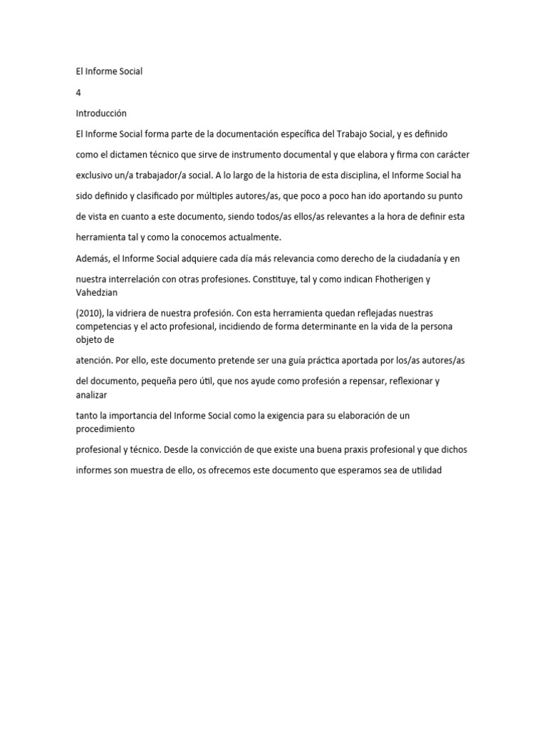 Importancia del Informe Social en Trabajo Social | PDF | Crecimiento ...