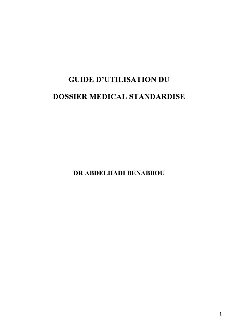 Guide du Dossier Médical Standardisé | PDF | Médecine générale ...