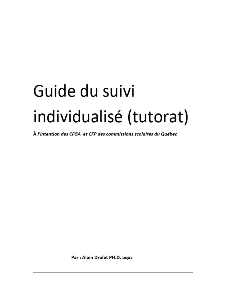 Suivi individualisé en tutorat scolaire | PDF | Pédagogie | Psychologie