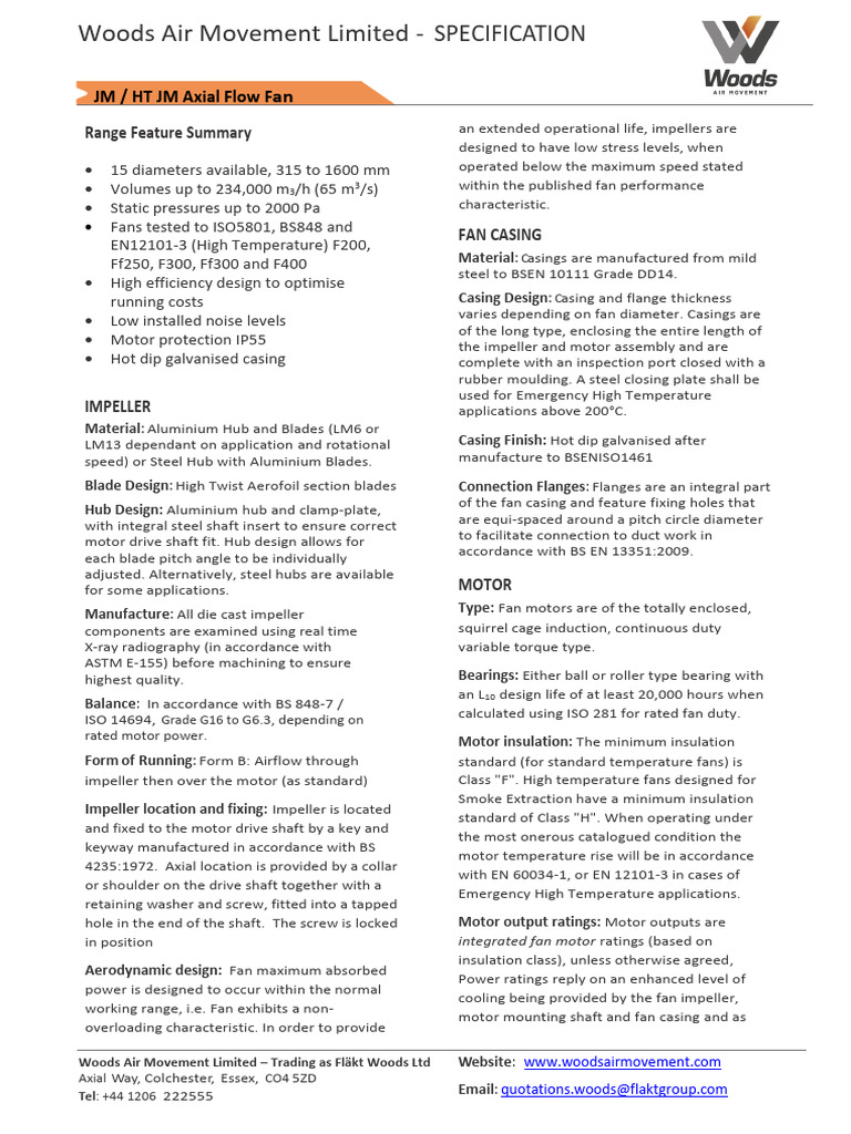 JM Axial Flow Fan Specifications | PDF | Electric Motor | Electrical ...