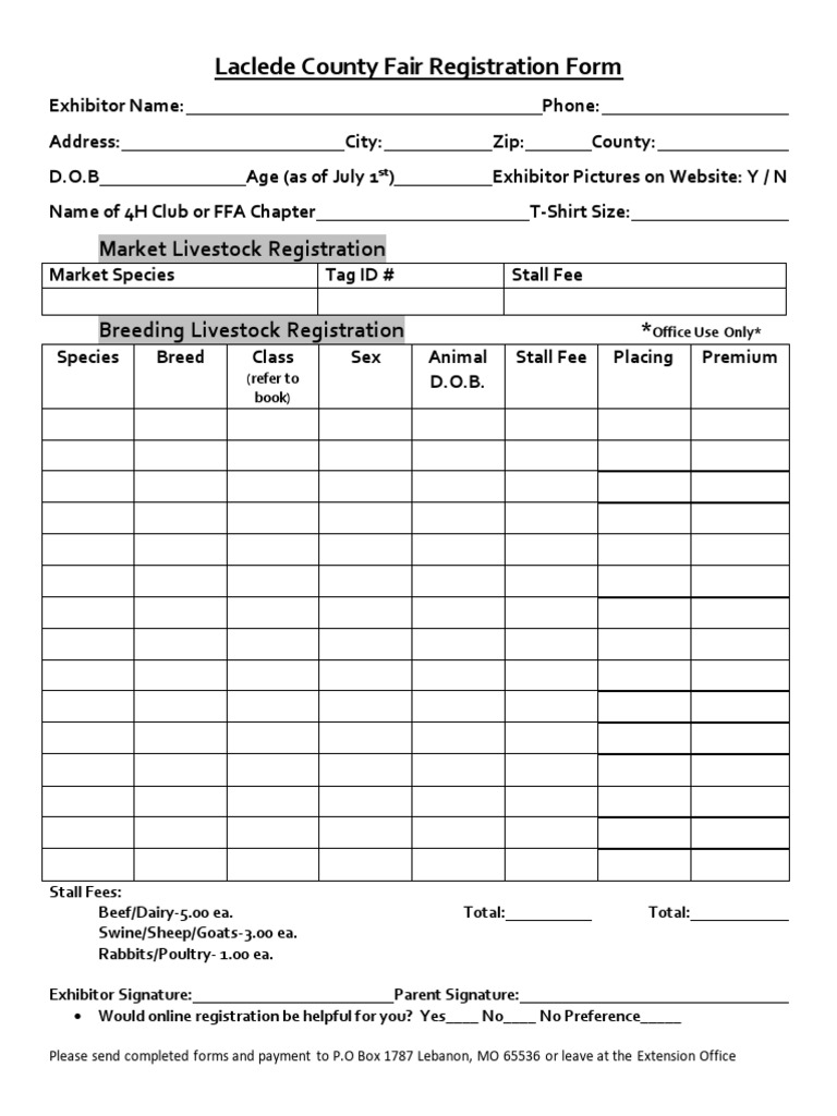 Laclede County Fair Registration Form | PDF