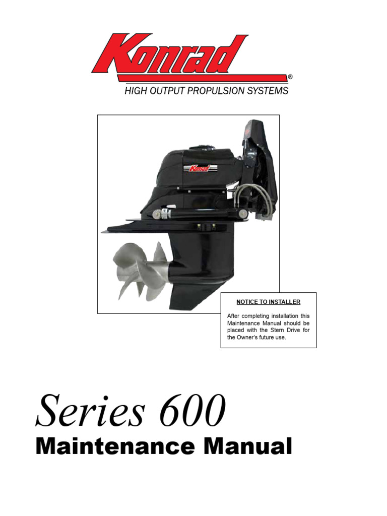 KONRAD 600 Maintenance Manual | PDF | Propeller | Manual Transmission