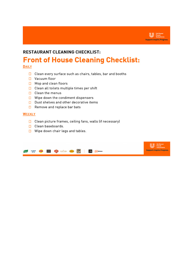 Restaurant cleaning checklist2 pdf