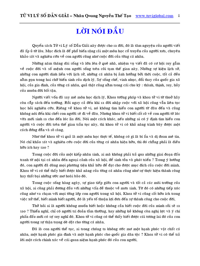 Tu Vi Ly So Dan Giai - Nguyen The Tao | PDF