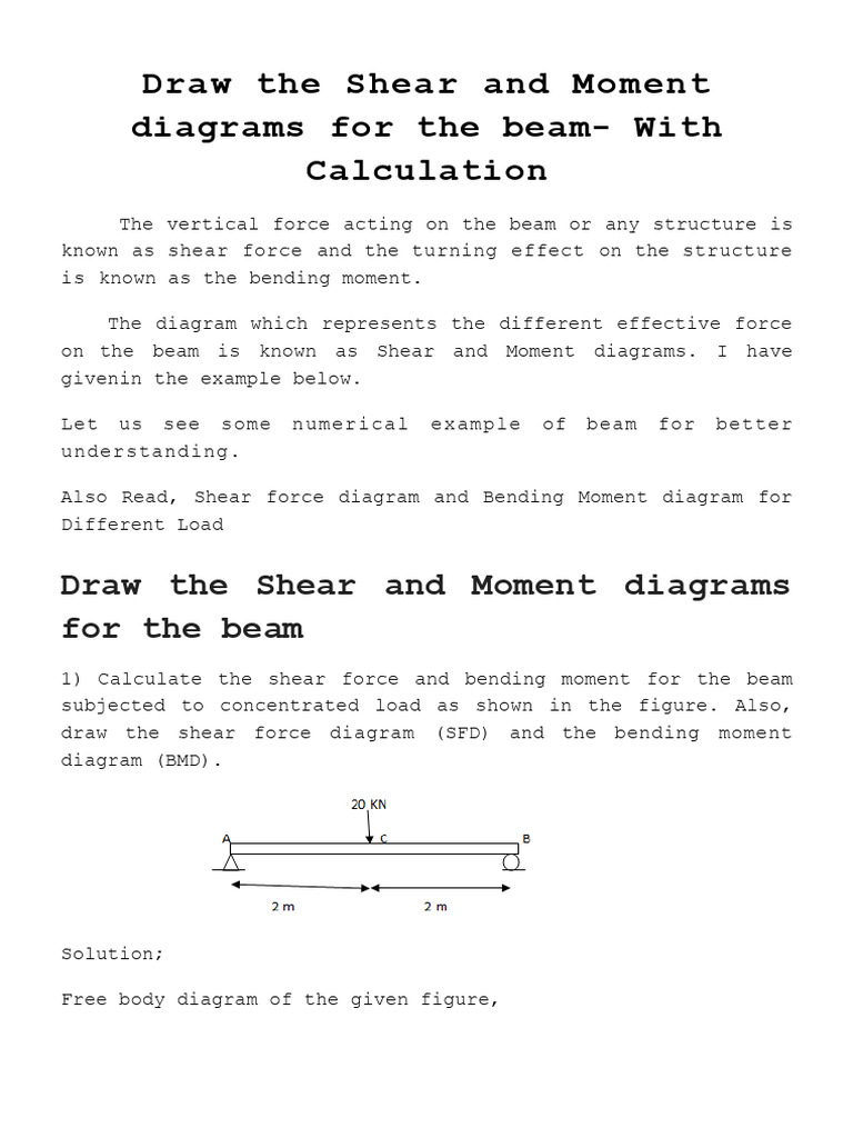 Shear and Moment Diagrams for Beams | PDF | Bending | Beam (Structure)