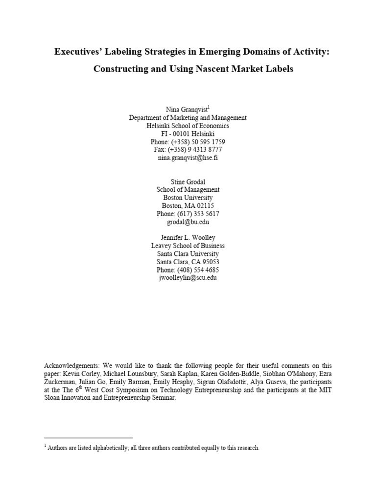 Constructing and Using Nascent Market Labels | PDF | Nanotechnology ...