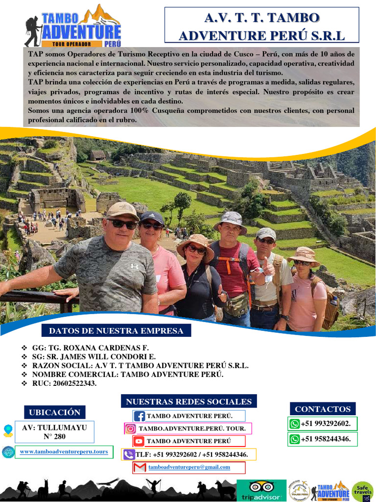 Programa de Tours en Cusco - Tambo Adventure | PDF | Machu Picchu ...