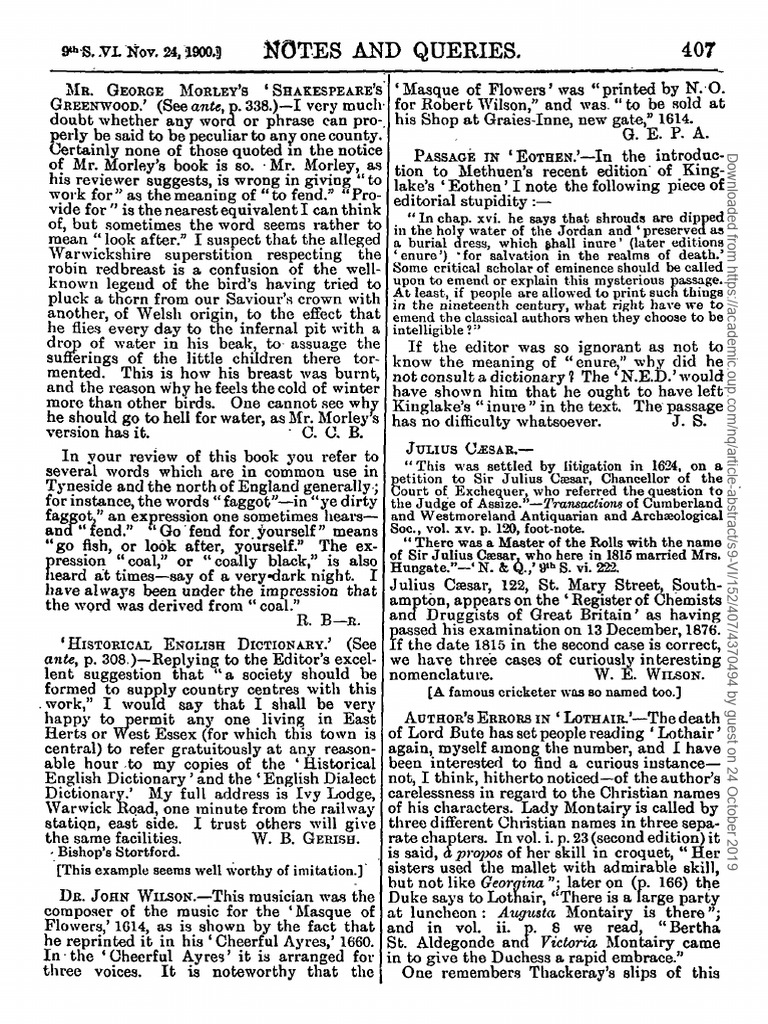 9 S..Vlnov.24, A9Oo.3 Notes and Queries.: Ante, P. 308.) - Replying To ...