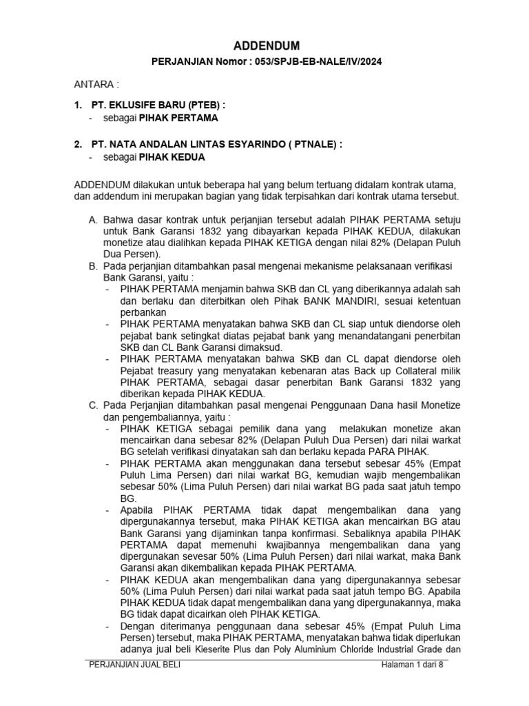 Addendum | PDF | Pengelolaan Keuangan & Uang