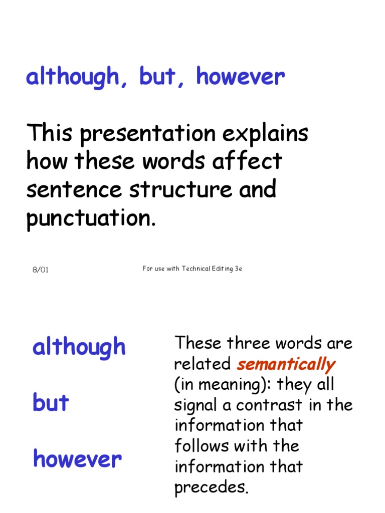 Although But Sentence Linguistics Comma