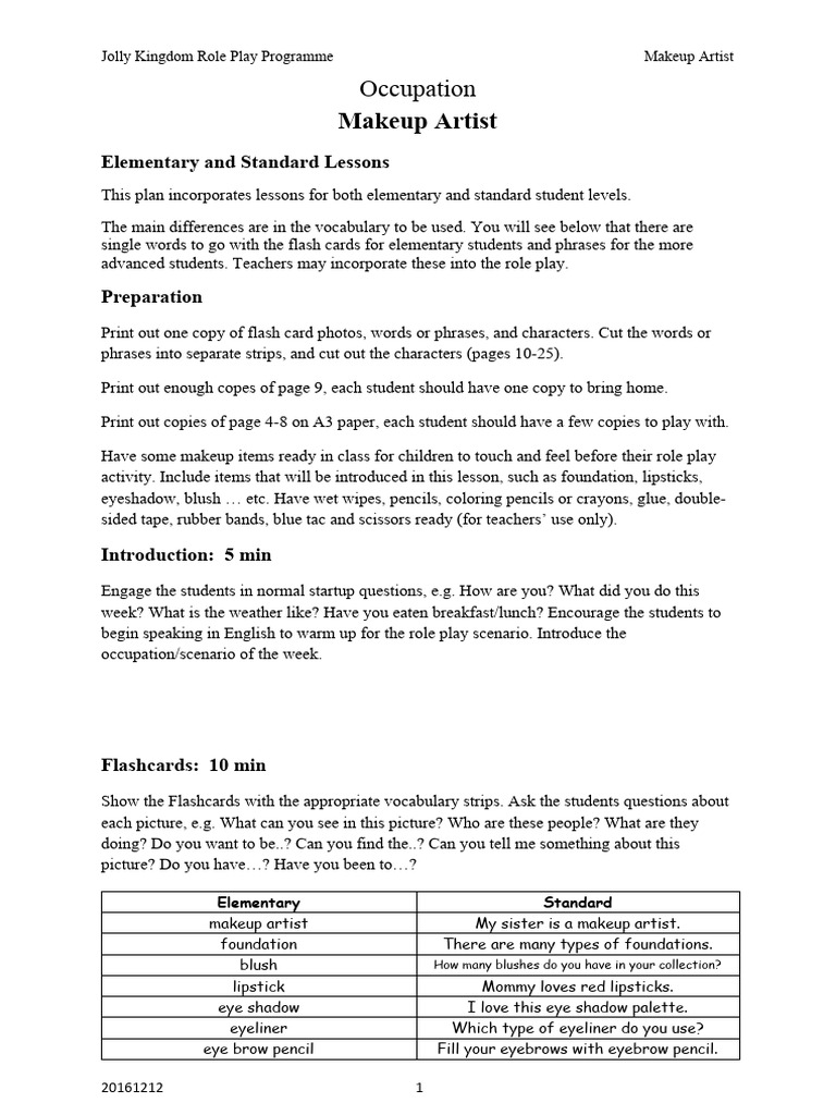 Makeup Role Play for Students | PDF | Cosmetics | Beauty