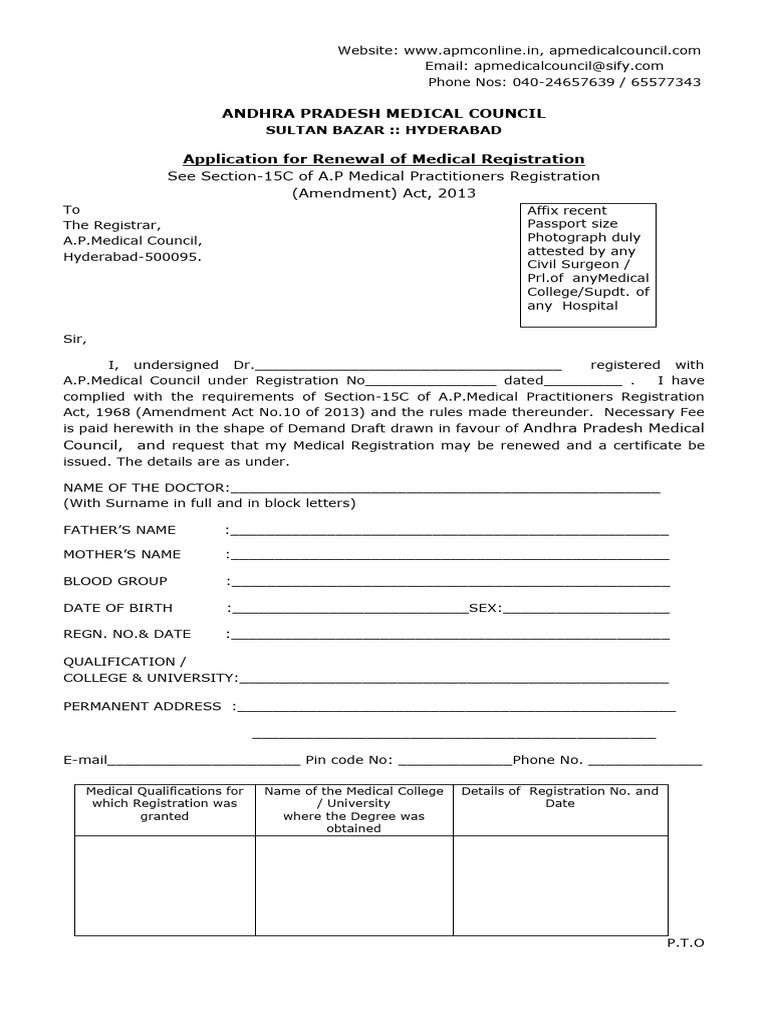 APMC Medical Registration Renewal Process | PDF | Law