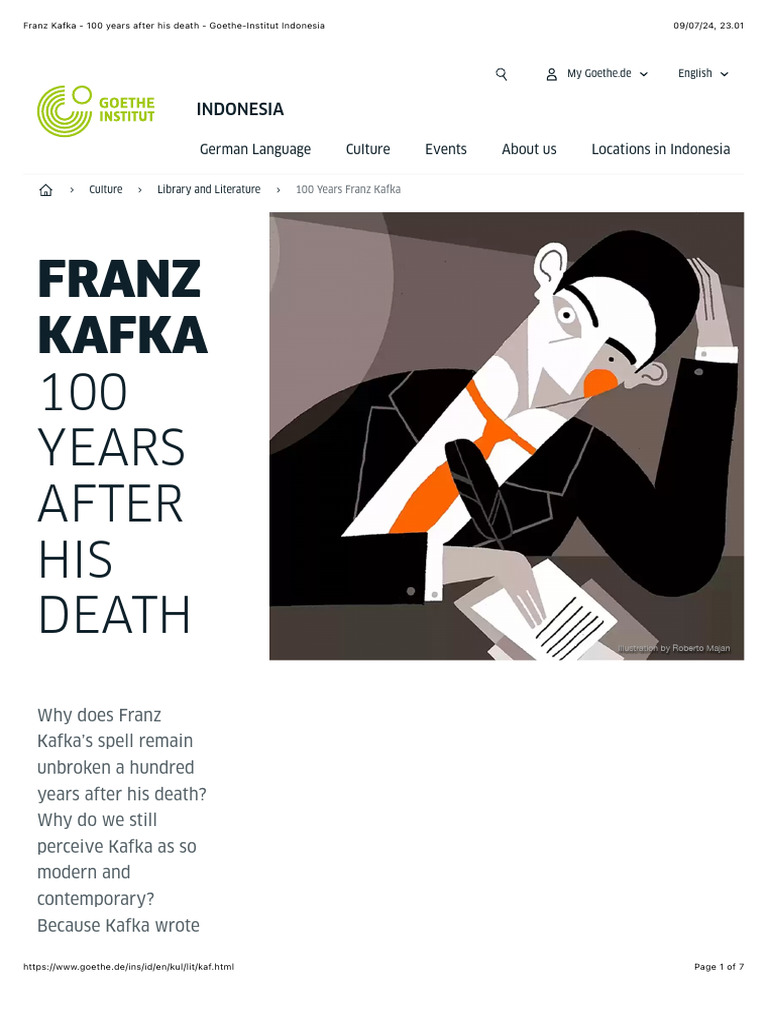 Franz Kafka 100 Years After His Death GoetheInstitut Indonesia