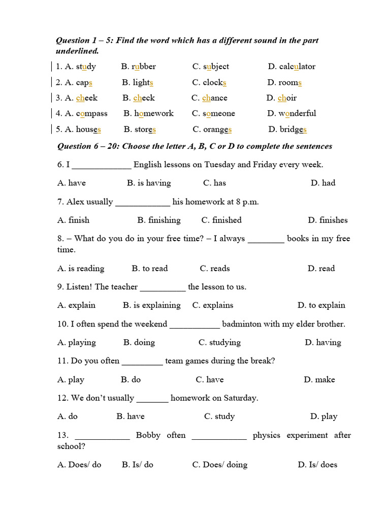 Đề 1 - TA6 | PDF