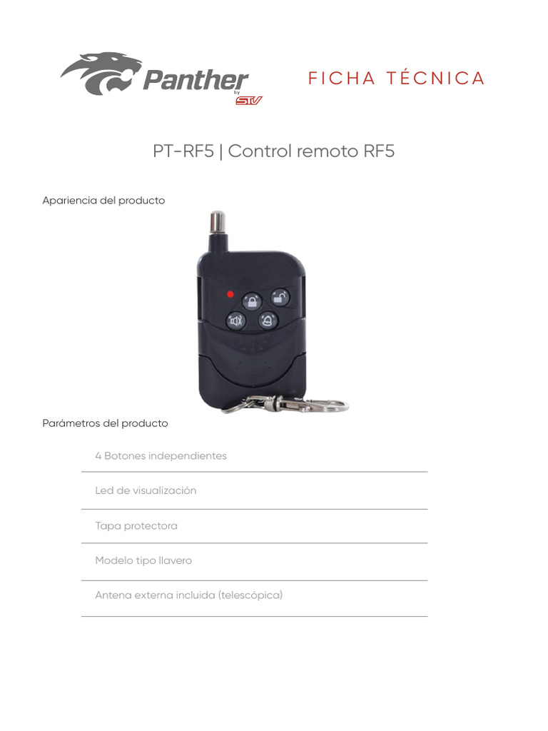 Control Remoto RF5: Especificaciones y Diseño | PDF