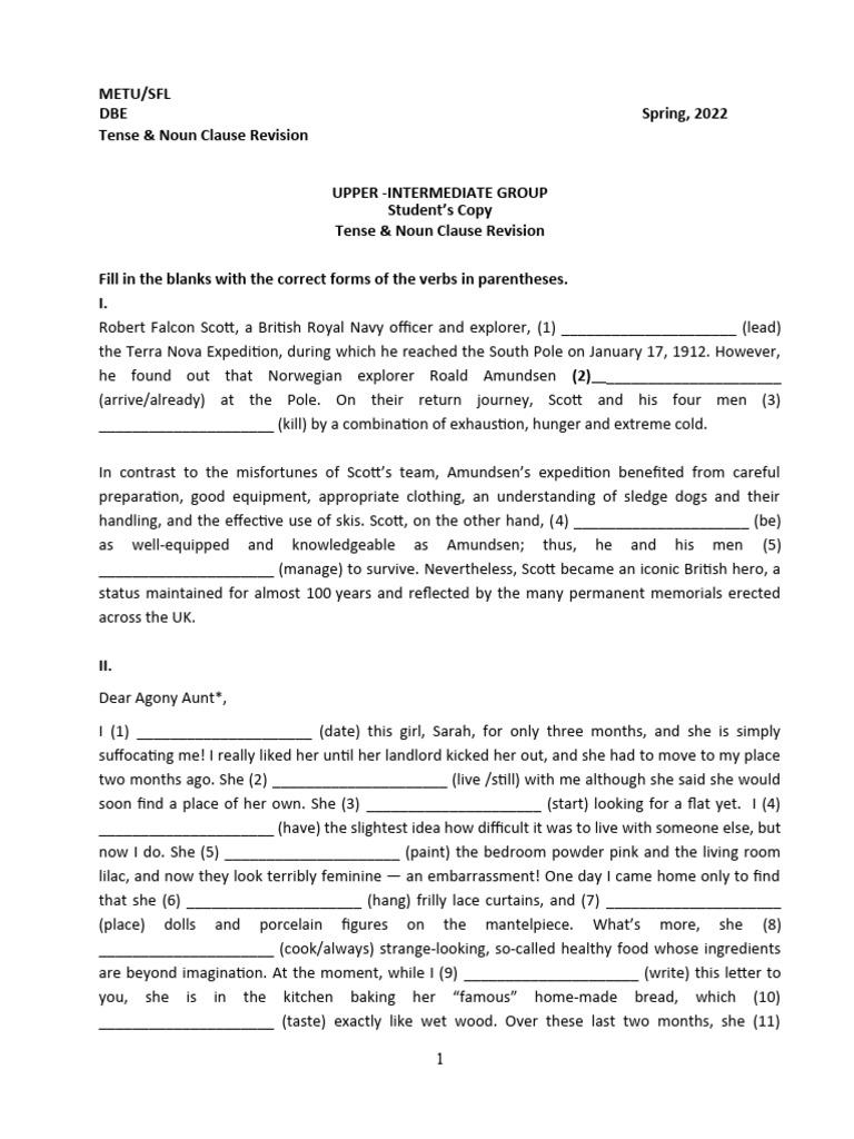 Tense & Noun Clause Revision Guide | PDF | Black Friday (Shopping)