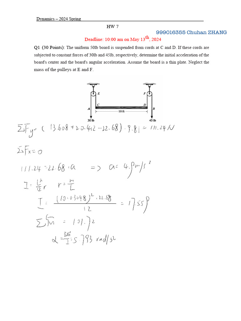 HW 7 | PDF | Physical Quantities | Mechanical Engineering