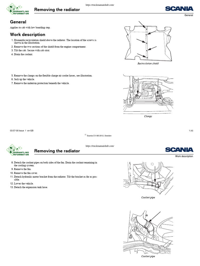 Scania Radiator Removal Guide | PDF | Radiator | Thermodynamics