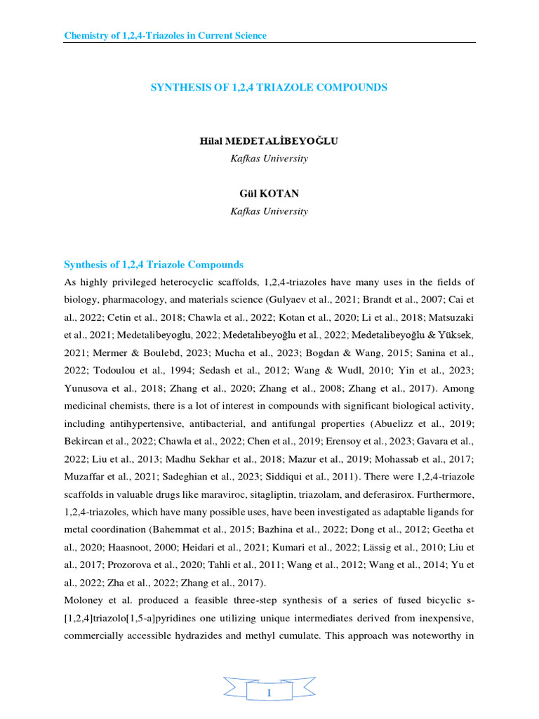 Synthesis Mechanism of 1,2,4 Triazole Compounds S - 09-12-2022 | PDF ...