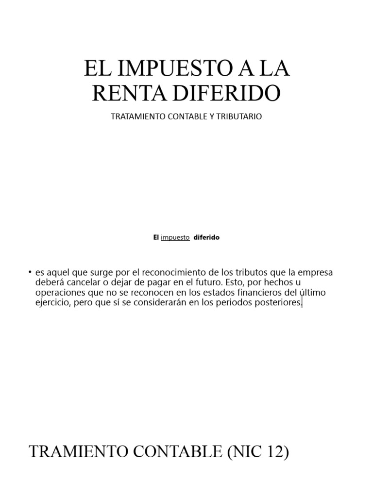 El Impuesto A La Renta Diferido | PDF | Contabilidad | Impuestos