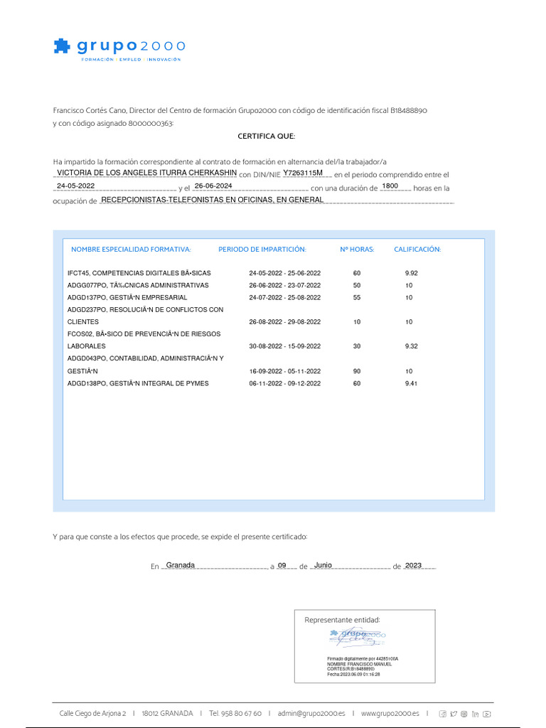 Certifica Do Grupo 2000 | PDF