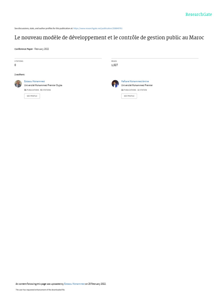 Contrôle de gestion et développement au Maroc | PDF | Services publics ...