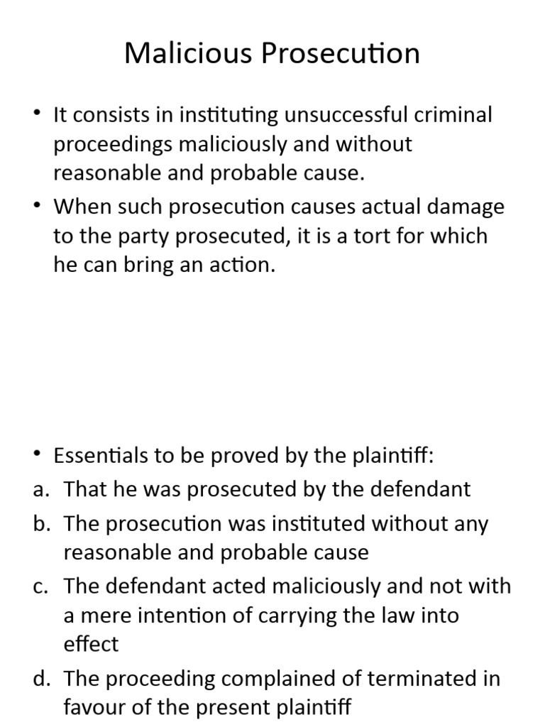 Essentials of Malicious Prosecution | PDF | Prosecutor | Malicious ...