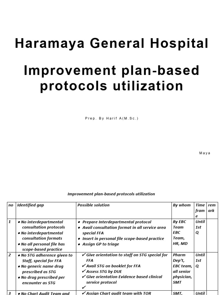Protocol Utilization Improvement Plan | PDF | Neonatal Intensive Care ...
