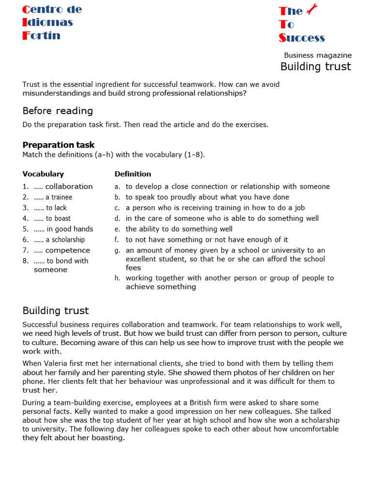 Building Trust in Professional Relationships | PDF | Experience ...