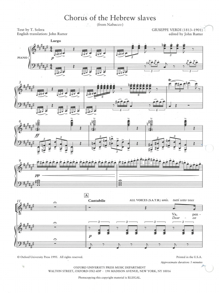 Chorus of The Hebrew Slaves - Verdi | PDF