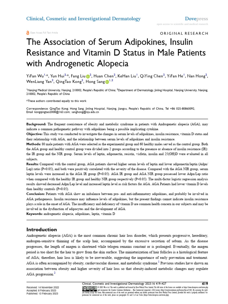 Adipokines and Insulin Resistance in AGA | PDF | Insulin Resistance ...