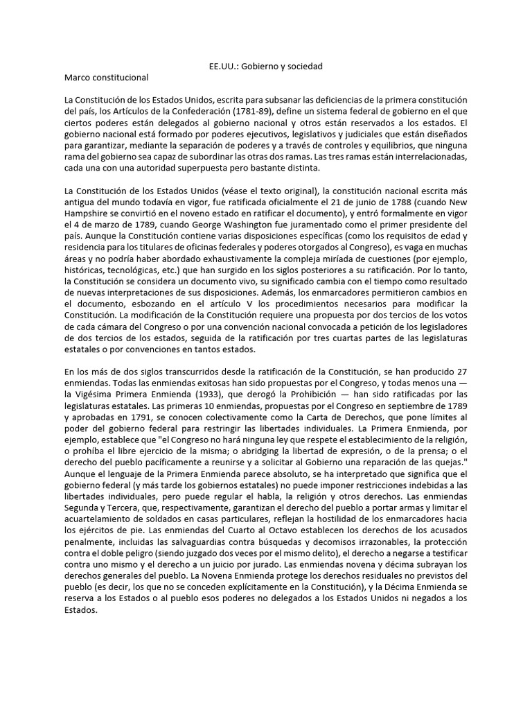 Poder Legislativo de USA | PDF | Gobierno americano | Presidentes de ...