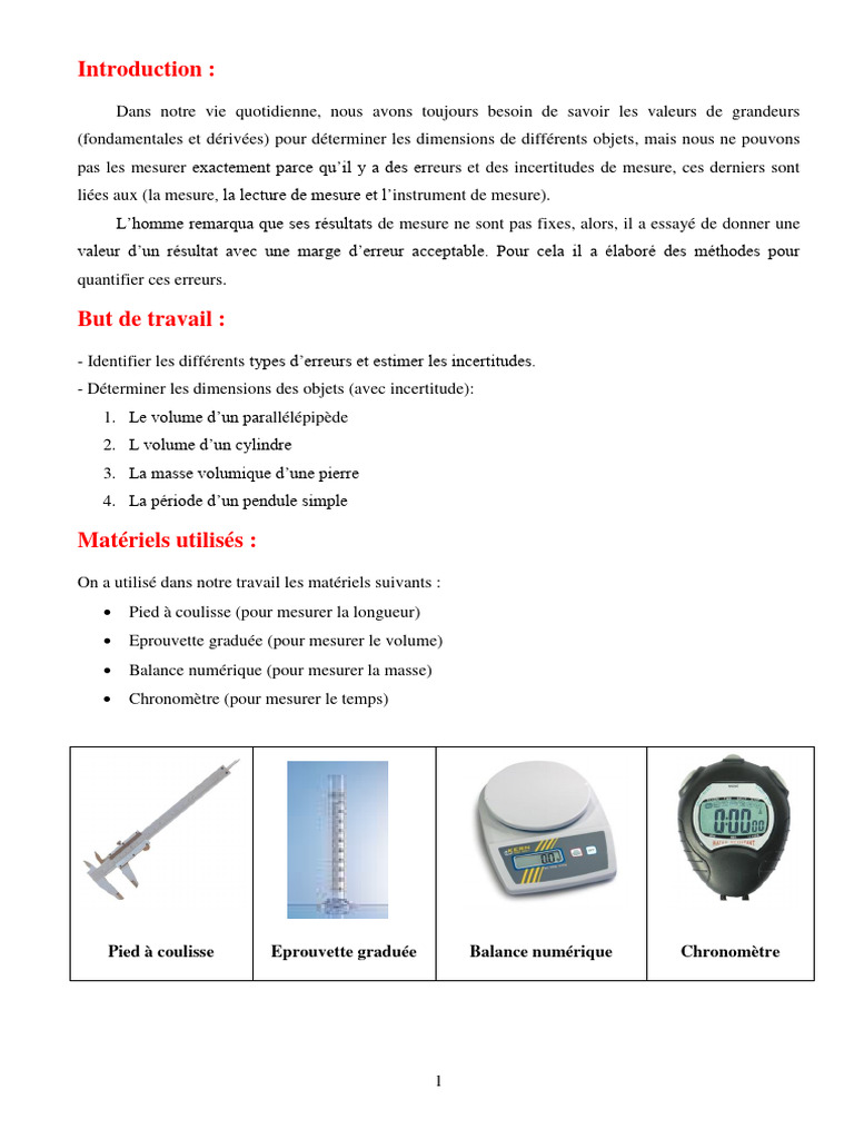 Mesures et Incertitudes en Physique | PDF | Sciences physiques | Métrologie