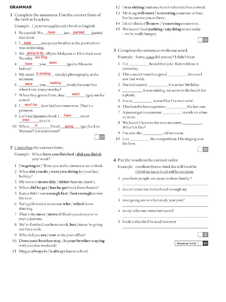Grammar Exercises: Verb Forms | PDF