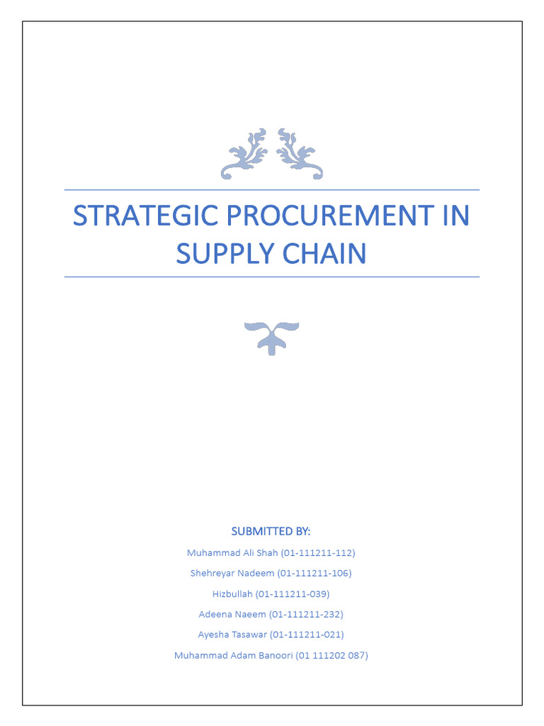 Procurement Assignment 1 | PDF | Supply Chain | Procurement