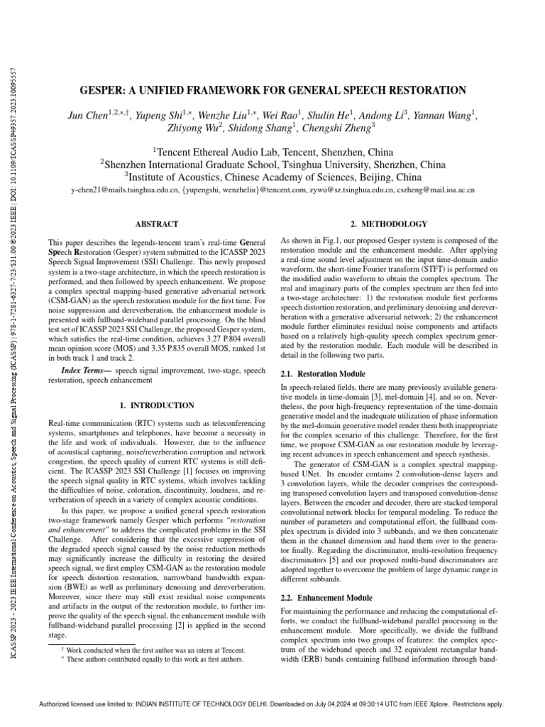 Gesper: Real-Time Speech Restoration System | PDF | Spectral Density ...