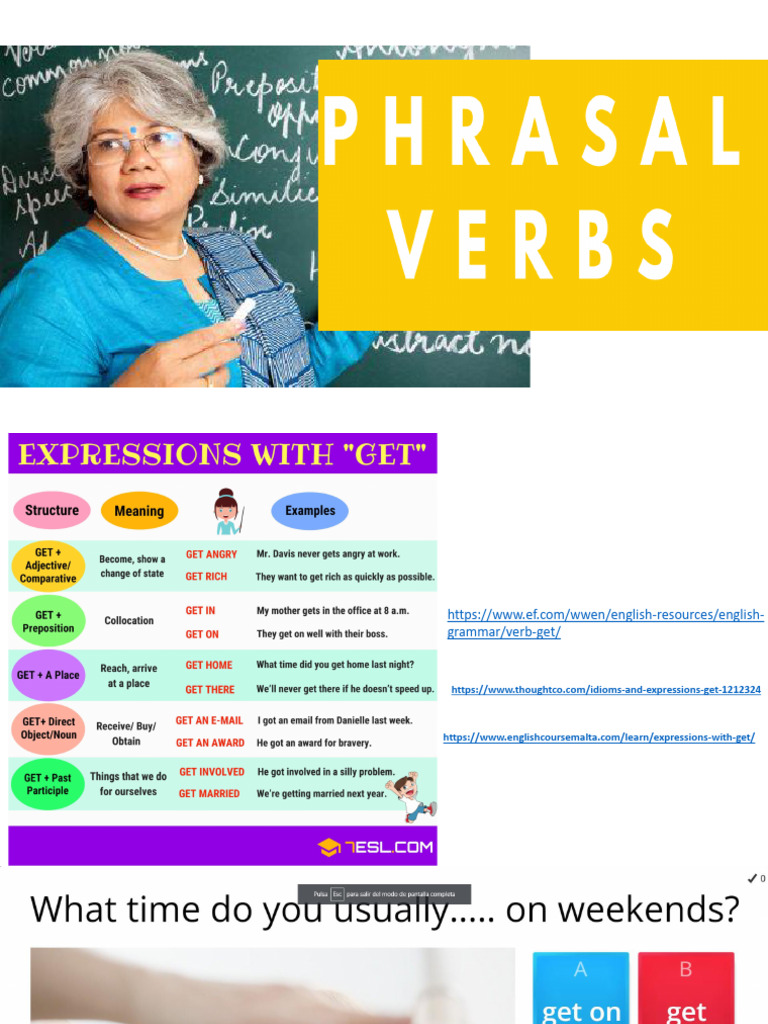 Phrasal Verbs and Expressions with "Get" | PDF | Linguistic Typology ...