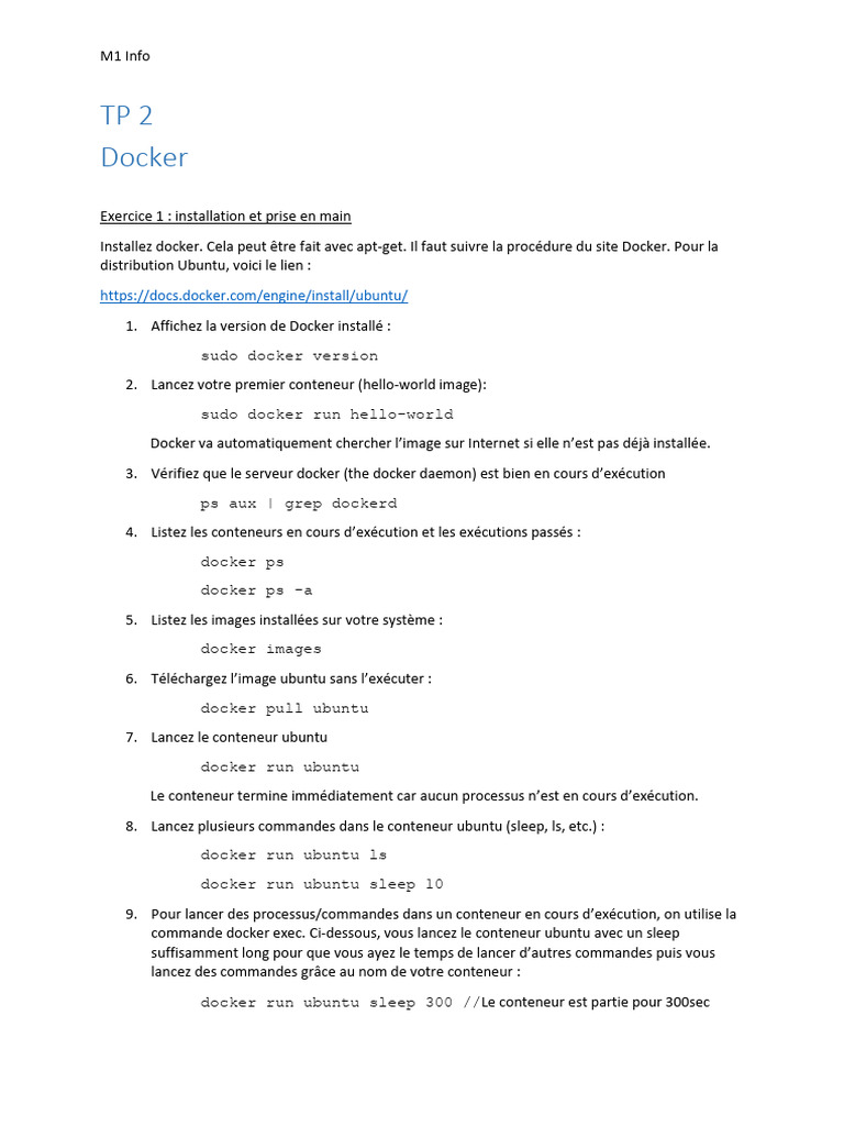 Prise en main de Docker : Installation et commandes | PDF | Fichier ...