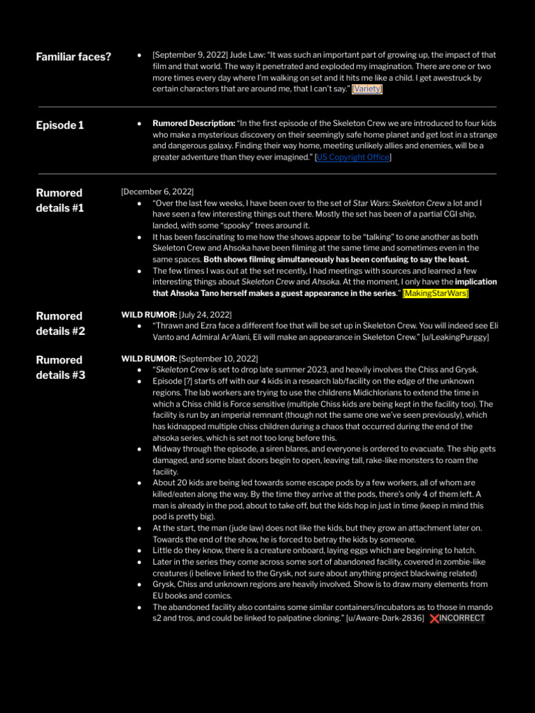 SWL Full Leaks and Rumors MasterDoc - TV_Film (2024-)_14-26 | PDF